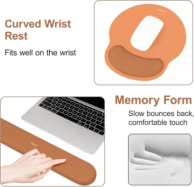 MOSISO Wrist Rest Support for Mouse Pad&Keyboard Set, Cosmic Orange | Circle Curved Ergonomic Mousepad Non-Slip Base Home/Office Pain Relief&Easy Typing Pad with Soft Cloth&Silicone Lining