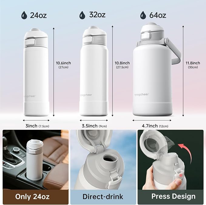 Insulated Magnetic Water Bottle - Reusable Stainless Steel Bottle with MagSafe Compatible Phone Holder - Keeps Cold for 24 Hours - Perfect for Gym, Sports, and Travel - Gradient Green 24oz