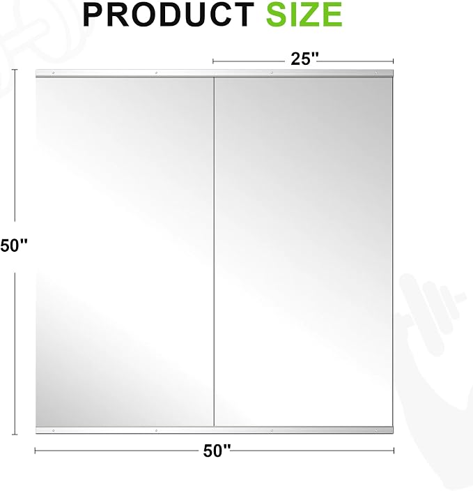 FICTOR Home Gym Mirror for Wall, 50"x25"x2 PCS Workout Mirrors for Home Gym | Shatterproof Tempered Glass, Frameless Full Length Body Mirror for Garage, Dance Studio, Yoga Room, Bedroom