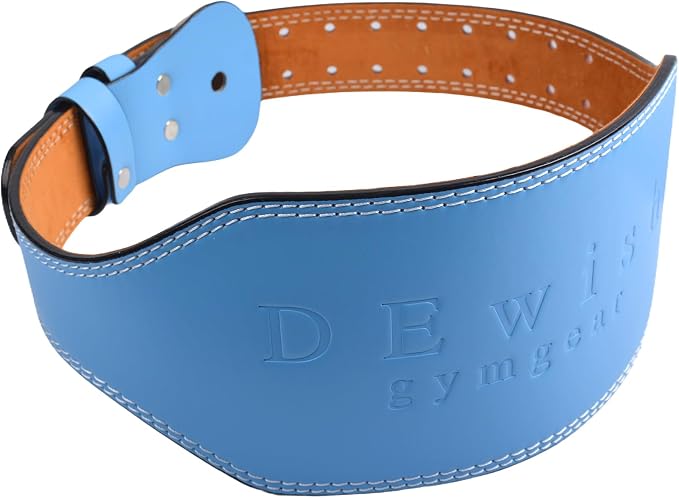 Leather Gym Fitness Belt, 4" & 6" Padded Lumbar Back Support, 10 Adjustable Holes for Weightlifting Powerlifting Bodybuilding Deadlift Squat Workout Strength Training