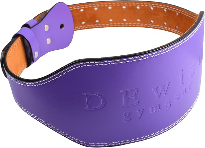 Leather Gym Fitness Belt, 4" & 6" Padded Lumbar Back Support, 10 Adjustable Holes for Weightlifting Powerlifting Bodybuilding Deadlift Squat Workout Strength Training