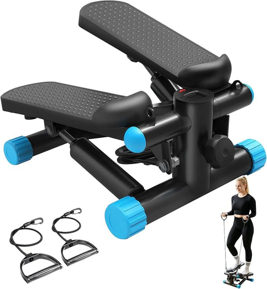 Compact Mini Stair Stepper with Resistance Bands for Home Fitness, 300 LBS | LCD Monitor, Adjustable Height, Dual Hydraulic System, Quiet Operation, No Assembly Required, Easy Storage
