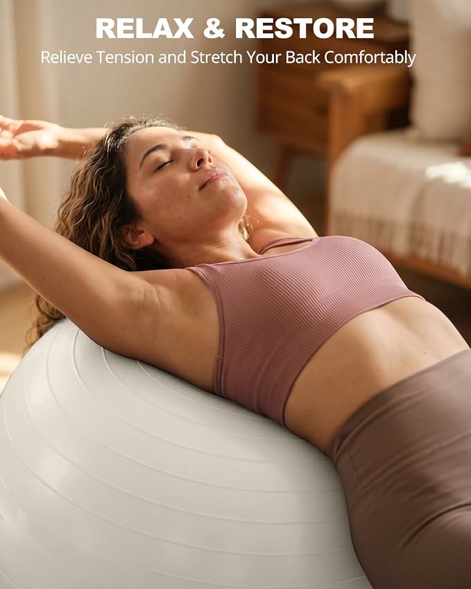 Trideer Yoga Ball for Exercise, Pilates, Core & Balance Training, Stability Ball for Pregnancy & Birthing Prep, Physical Therapy, Daily Stretching, Office Chair for Active Sitting, Quick Pump Included