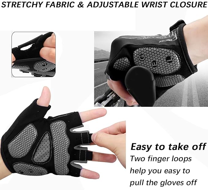 Cycling Gloves Bike Bicycle Gloves, Half Finger 5MM Gel Anti-Slip | Biking Gloves for Men Women Gym workout exercise Motorcycle Hiking Rowing Outdoor Sports