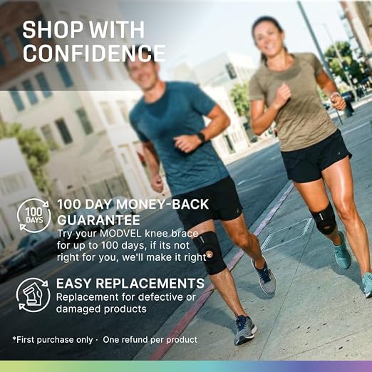 Modvel Knee Brace with Side Stabilizers & Patella Gel Pads for Pain Relief and Joint Support Breathable, Non-Slip Compression Sleeve for Men & Women, Arthritis, Meniscus, ACL Recovery