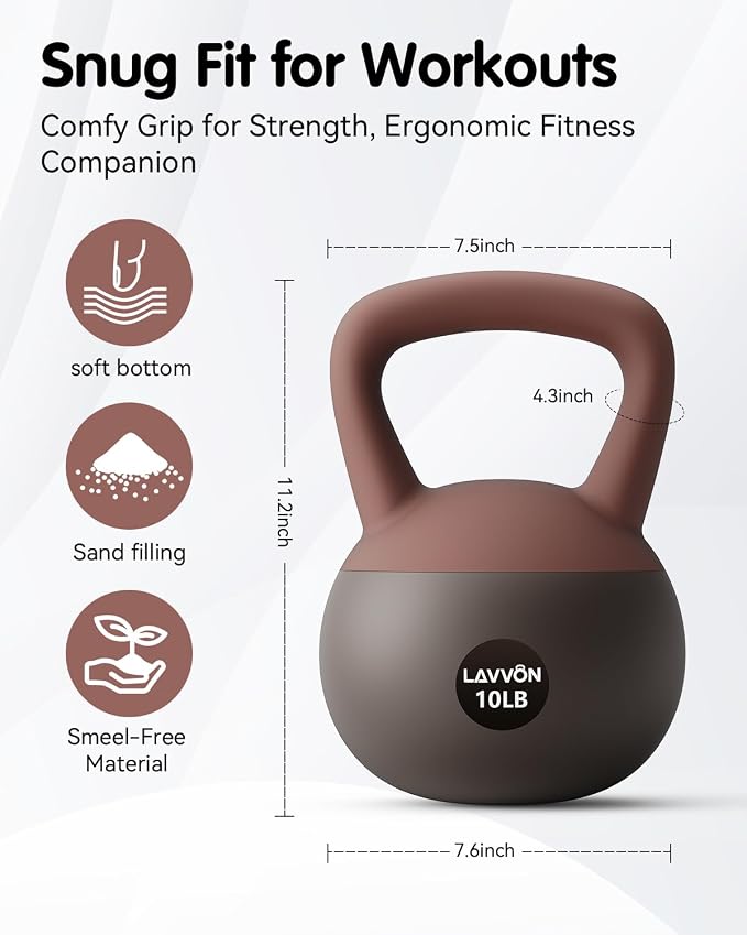 Soft Kettlebell - Cushioned Impact-Resistant Base and Anti-Slip | Kettle bell Anti-Slip Grip Weight for Home Workouts, Safe Strength Training Kettlebells Sets for Women& Men - Non-Slip Gloves