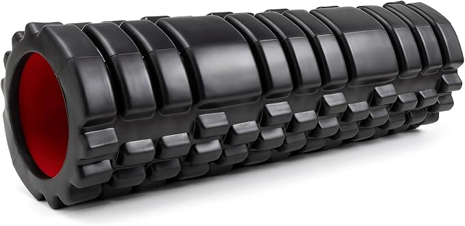 Foam Roller for Deep Tissue Massager, Patented Exercise Roller | 18" Trigger Point Foam Roller for Muscle Recovery, Physical Therapy, Improves Mobility, Fitness, Yoga and Pilates, Black