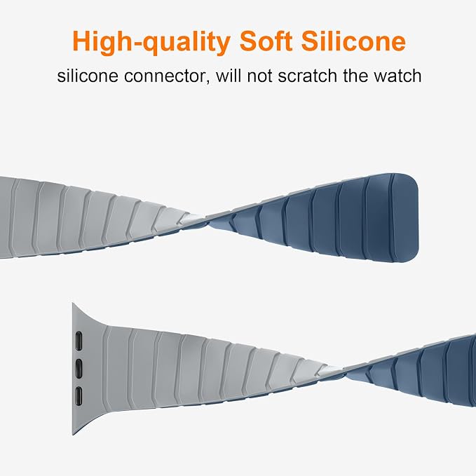 Tasikar Magnetic Bands Compatible with Apple Watch 42mm(Series 11/Series 10) 41mm 40mm 38mm Soft Silicone Replacement Loop Wristband for iWatch SE Series 11 10 9 8 7 6 5 4 3, Misty Grey-Blue
