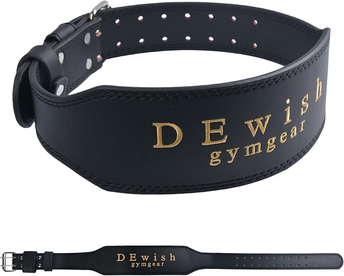 Leather Weightlifting Belt, 10 Adjustable Holes, 4”Width, Double Prong Power Belt for Gym Bodybuilding, weightlifting, powerlifting, squats and deadlifts