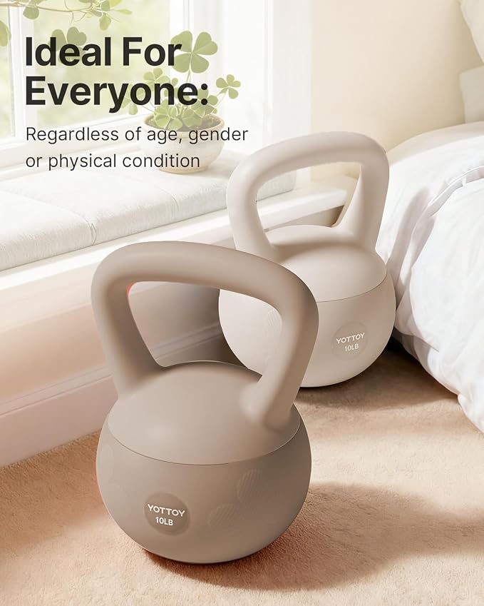 YOTTOY Soft Kettlebell for Home Workouts, Anti-Slip Wide Handle Strength Training Kettlebells, Cushioned Base for Safety - Ideal for Men, Women & Beginners