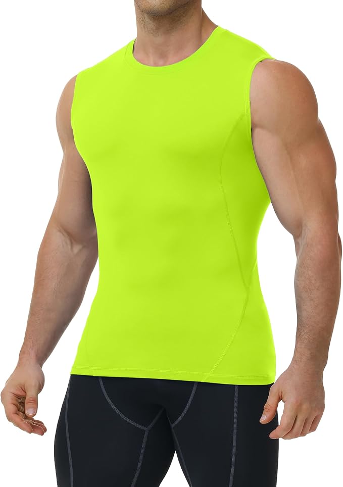 Mens Sleeveless Compression Shirt Athletic Workout Tank Top Quick Dry Muscle Base Layer Undershirt Gym Running