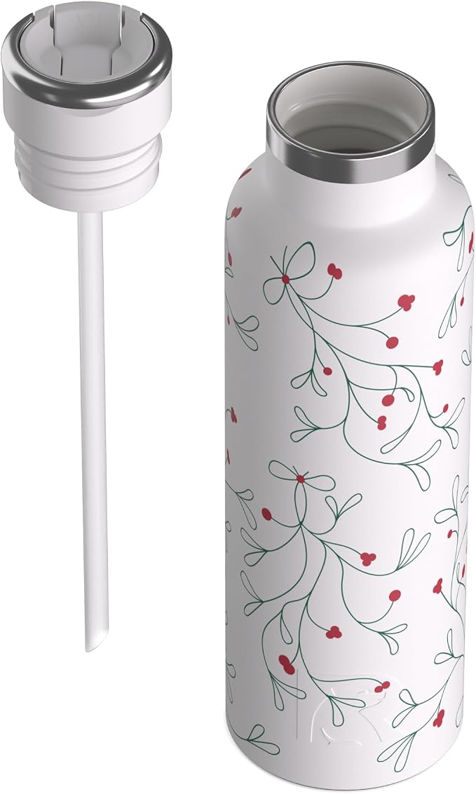 RTIC 20oz Journey Water Bottle Ceramic Lined Metal Stainless Steel Vacuum Insulated, BPA Free, Reusable, for Water, Hot and Cold Drinks, Travel, Sports, Camping, Mistletoe