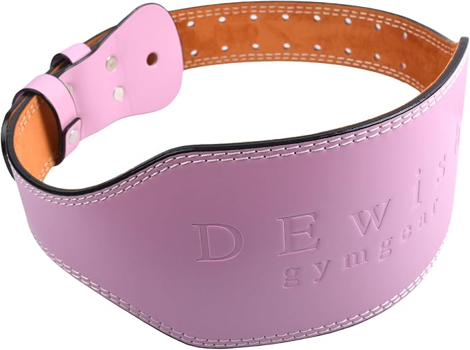 Leather Gym Fitness Belt, 4" & 6" Padded Lumbar Back Support, 10 Adjustable Holes for Weightlifting Powerlifting Bodybuilding Deadlift Squat Workout Strength Training