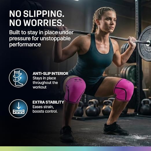 Modvel 7mm Neoprene Knee Sleeves for Men & Women Weightlifting & Powerlifting – Compression Knee Sleeve Support for Squats, Gym, Training – USPA, IPL Approved – XX-Large Pink (Pair)