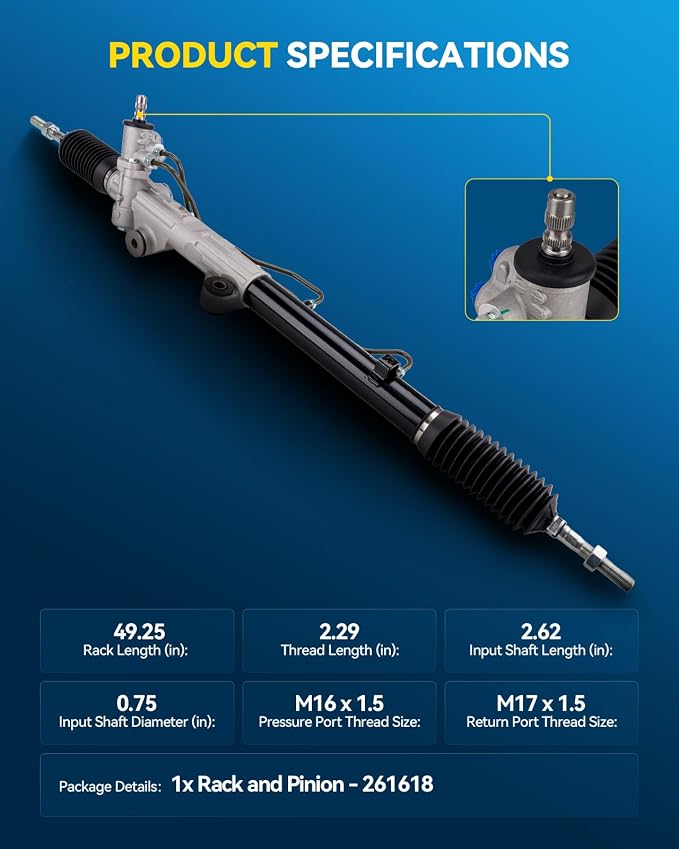 PHILTOP Power Steering Rack and Pinion for 00-06 Tundra, 01-07 Sequoia | No.261618, 442500C010, 442500C041, 442500C030, 442500C050, 4550309120, 4550309240
