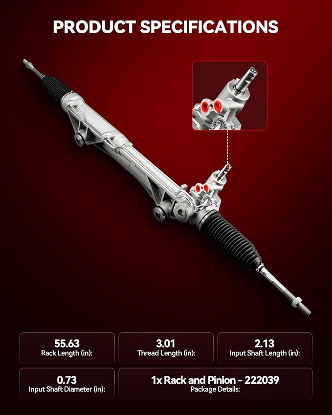 Torchbeam Power Steering Rack & Pinion Assembly Fit for 2009-2010 F-150/Expedition, 2008-2010 Navigator, Hydraulic System Steering, Replaces OEM 22-2039