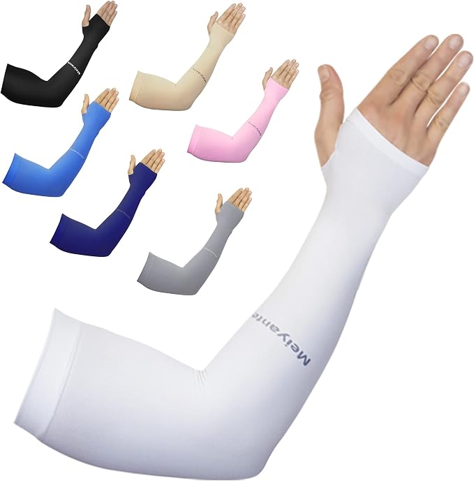 Cooling Arm Sleeves for Men & Women, UPF 50+ UV Protection | Wrist-length UPF 50+ arm sleeves for work, driving, gardening and sports; 88% nylon/12% spandex; 1 pair.