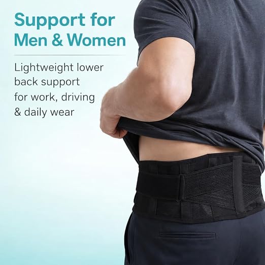 Ultra-Thin & Lightweight Back Brace for Lower Back Pain,Sciatica,Scoliosis,Slipped Disc- Breathable & Adjustable Back Brace Belt for Women and Men under clothes,Black.