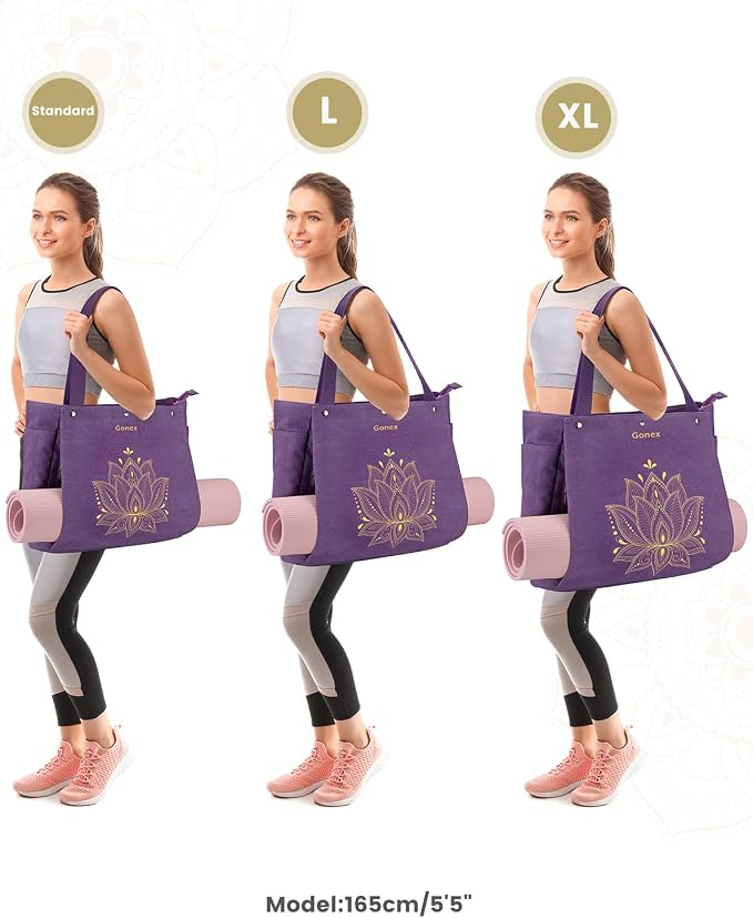 Gonex Yoga Mat Bag with Zipper Mat Carrier Canvas Gym Tote | Durable Canvas, Zipper Closures Prevent Slipping, Quick Access, Bottle Holder, Fits Yoga Blocks, Gym & Travel Use