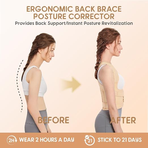 Posture Corrector for Women/Men Adjustable Full Back Brace Support | Upper & Lower Back for slouching,breathable&Lightweight,Back Pain Relief,Shoulder Straightener