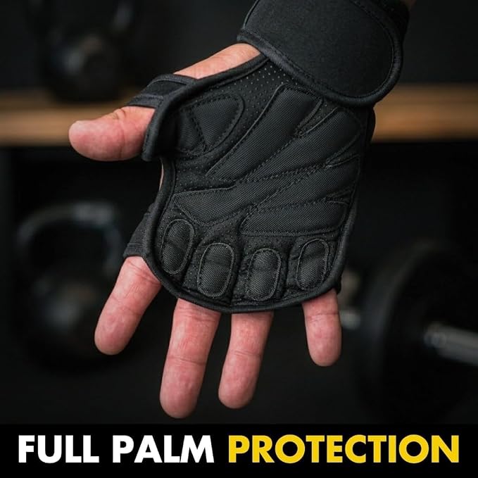 Fit Active Sports New Ventilated Weight Lifting Workout Gloves with Built-in Wrist Wraps for Men and Women - Great for Gym Fitness, Cross Training, Hand Support & Weightlifting.
