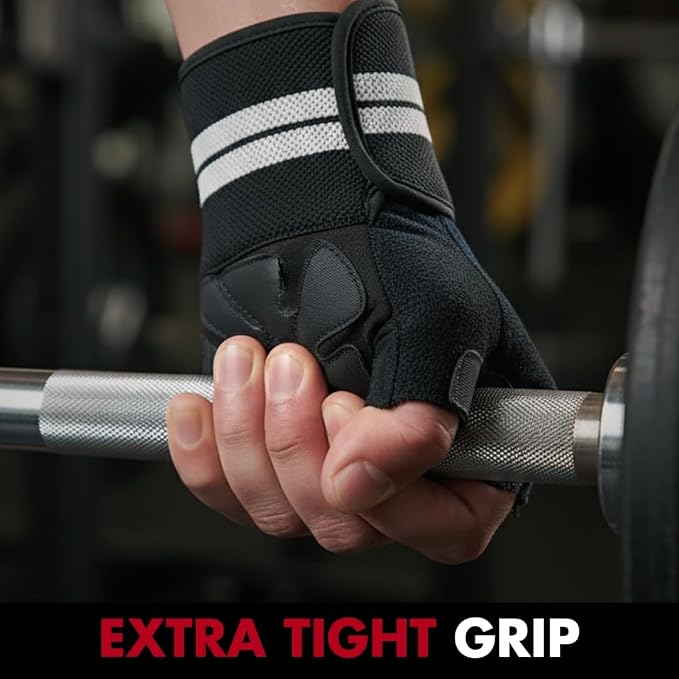 New Grip 2.0 Ventilated Weight Lifting Workout Gloves with Wrist Wraps for Gym Exercise, Weightlifting, Pull Ups - for Men & Women