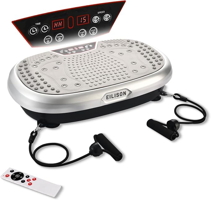 FitMaxx 3D XL Vibration Plate Exercise Machine - Whole Body Workout Vibration Platform w/Loop Bands - Lymphatic Drainage Machine for Weight Loss, Shaping, Recovery