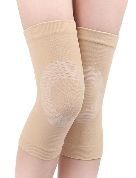 1 Pair Knee Compression Sleeves for Women & Men, Lightweight Thin Knee Sleeves for Knee Pain Relief, Knee Warmers Knee Brace Undersleeve Dancer Knee Pads, Knee Brace for Women Daily Use, Vendas Para Rodillas (Beige, X-Large)