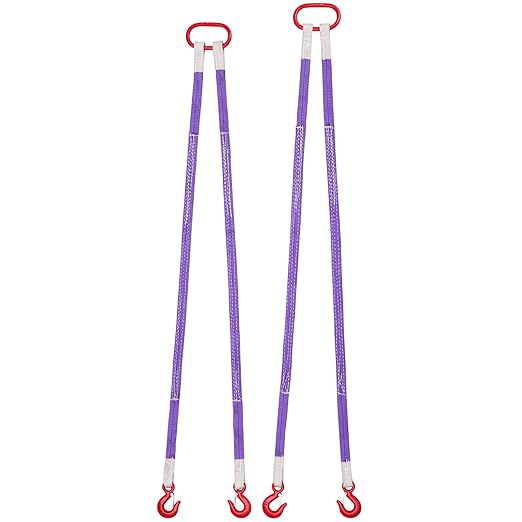 VEVOR Lifting Sling Straps, 2Pcs Two-Leg Polyester Bridle Sling with Hooks, 4400LB Capacity, 5Ft Heavy Duty Rigging Strap, Thickened & Wear-Resistant Webbing Slings for Engines Cranes Hoists Truck