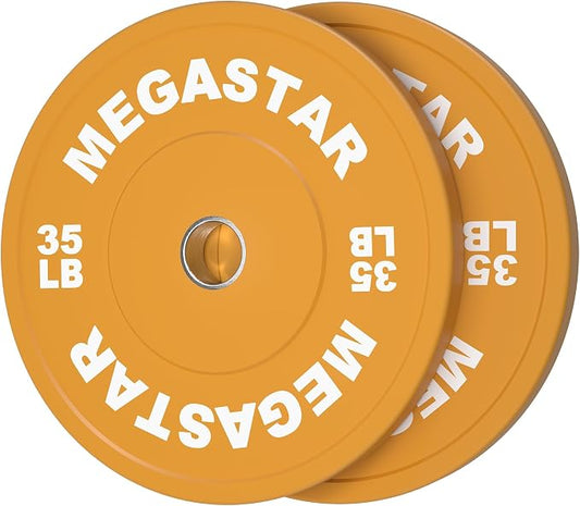 Olympic Bumper Plates, 2-Inch Rubber Weight Plates Set – Color-Coded Heavy Duty Bumper Plates for Home Gym, Strength Training & Weight Lifting