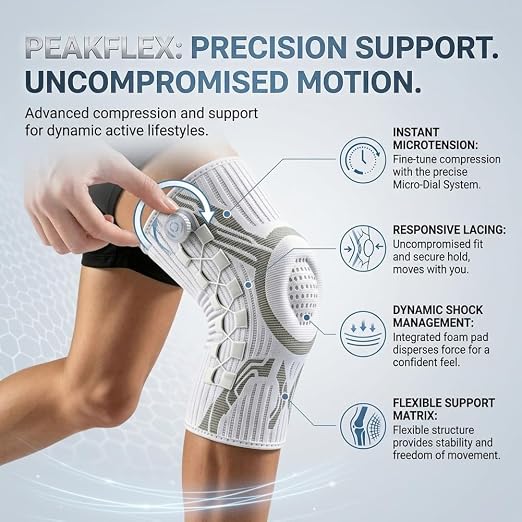 Knee Sleeve, Adjustable Knee Brace with Micro-Adjustment Dial System, Anti-Slip Breathable, Comfortable Support, for Running, Workout, Unisex (Medium（A pair）)
