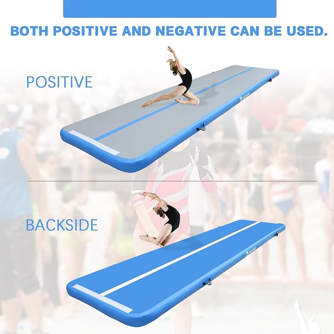 AKSPORT Gymnastics Air Mat Tumble Track Tumbling Mat Inflatable Floor Mats with Air Pump for Home Use/Tumble/Gym/Training/Cheerleading/Parkour/Beach/Park/Water