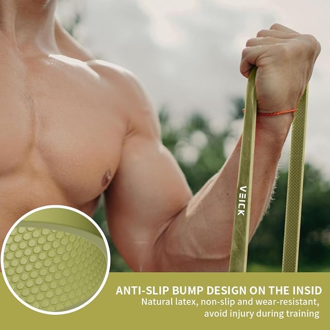 VEICK Pull Up Assist Resistance Bands for Home Gym | 100% Natural Latex, Non Slip Leather Texture, Space Saving, Versatile for Full Body Training, Home Gym