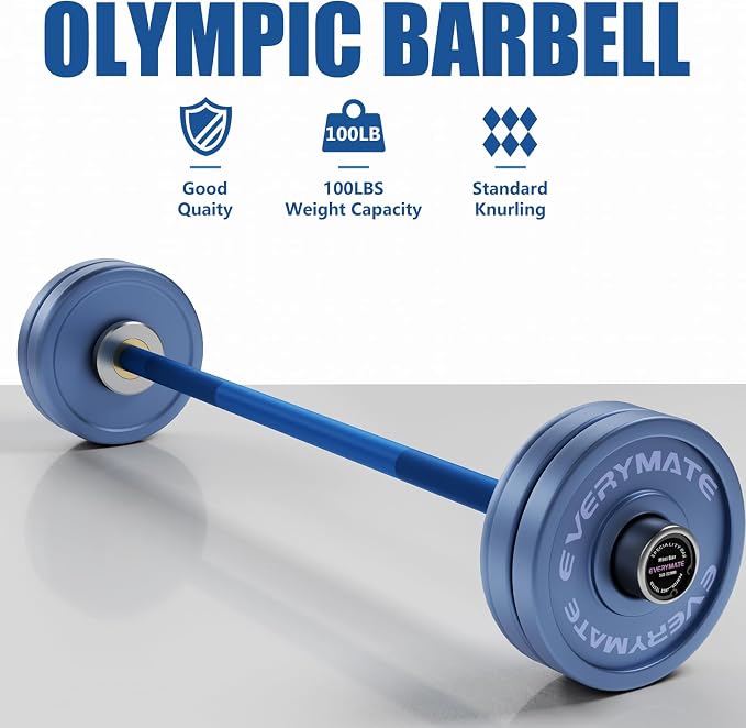 EVERYMATE 5LB Mini Barbell Bar Beginner Women Kid Barbell Total Body Workout Weighted Bar,for Strength Training, for Youth Children New Weightlifting