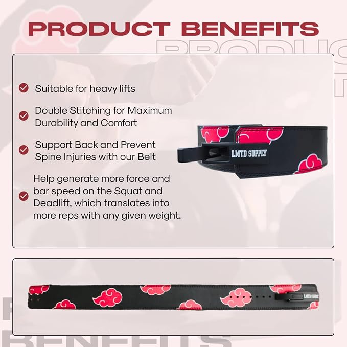 Anime Lever Belt, Weight Lifting Belt, Heavy Duty Powerlifting Weightlifting Gym Belt for Deadlifts Squats Back Support