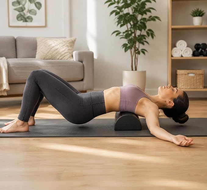 High Density Half-Round Foam Roller, 12-Inch Firm EPP Exercise Roller for Physical Therapy, Balance Training, Pilates & Yoga, Flat-Bottom Body Massager for Muscle Recovery & Myofascial Release