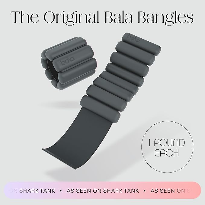 Bala Bangles Wrist & Ankle Weights for Women & Men, Home Gym Equipment | Adjustable Weighted Bands for Arm & Legs Workouts - Pilates, Yoga, Walking, Barre, & Strength Training Exercise