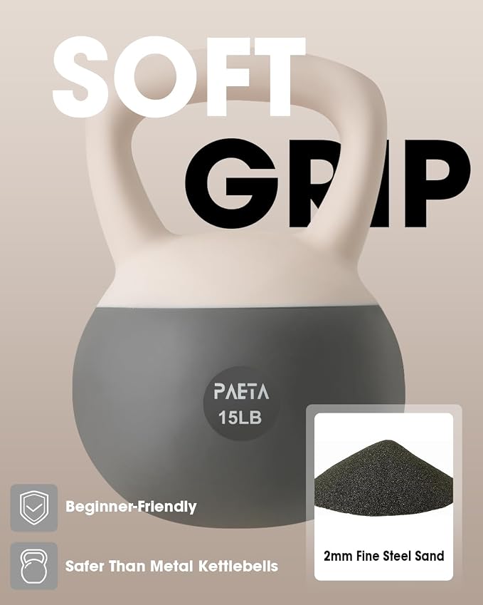 PAETA Soft Kettlebell for Home Fitness – Anti-Slip Grip & Wide Handle Design,Soft Kettlebell Set, Gentle Floor-Friendly Impact – 10lbs, 15lbs, 20lbs, for Home Functional Training