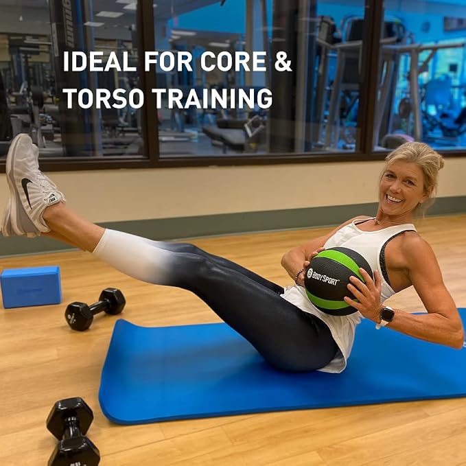 Body Sport Medicine Ball – Weighted Exercise Ball – at-Home Gym Equipment – Fitness Workout Ball – Cardio & Torso Strength Training
