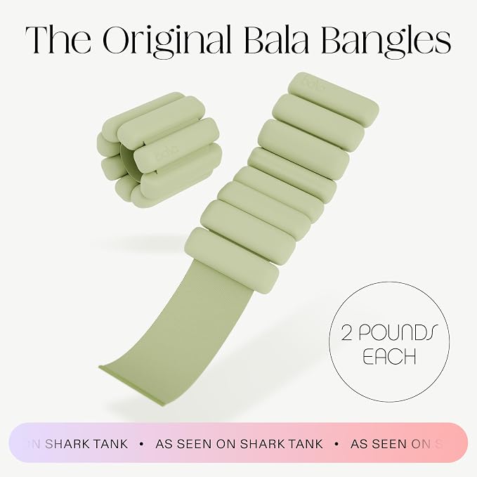 Bala Bangles Wrist & Ankle Weights for Women & Men, Home Gym Equipment | Adjustable Weighted Bands for Arm & Legs Workouts - Pilates, Yoga, Walking, Barre, & Strength Training Exercise