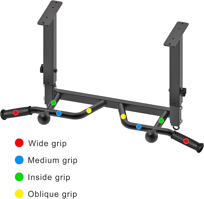 SELEWARE Heavy Duty Welded Pull Up Bar Wall/Joist/Ceiling Mount Chin Up Bar | Multifunctional Pull-up Bars w/Resistance Band Hooks for Home Gym Strength Training, Sturdy Steel Construction Support 500 lb