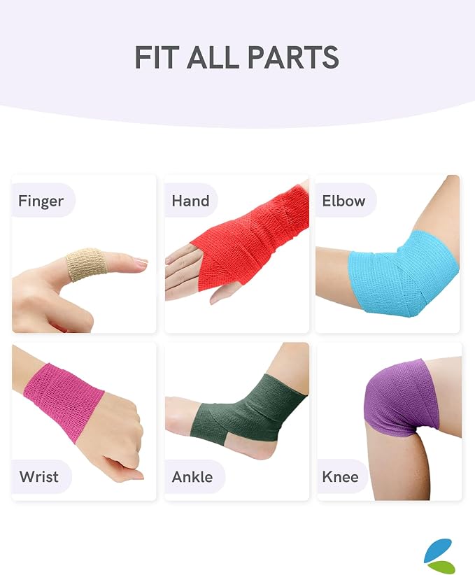 FriCARE Self Adhesive Bandage Wrap, Medical Tape in First Aid Kit | Elastic Cohesive Bandages for Sports/Vet/Wrist Ankle Wounds, 2 Inches X 5 Yards, Latex-free 6 Rolls, Lagoon Breeze