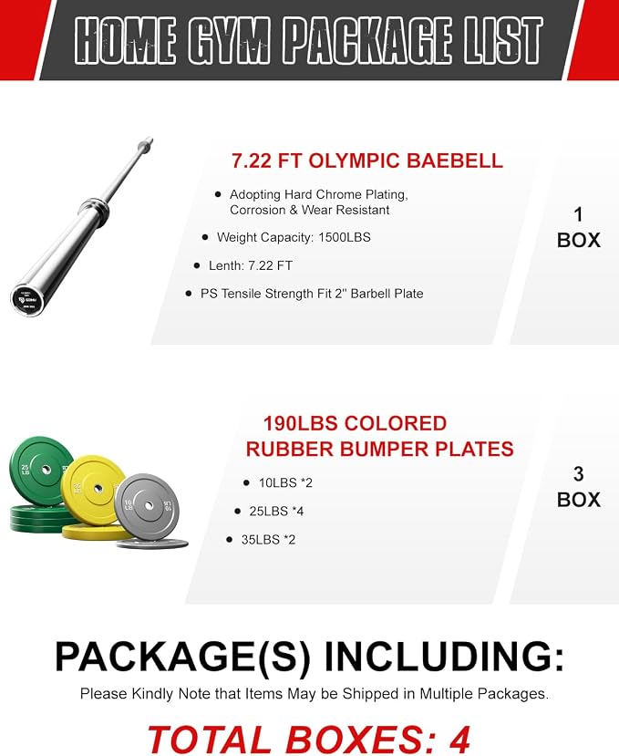PB01 7FT Olympic Barbell, Weight Bar with Knurled Grip for Squats, Deadlifts, Weightlifting, Strength Training, Bench Press, Fits 2-inch Standard Weight Plates, 1500LB Capacity