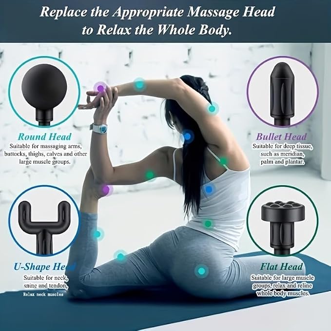 Portable Massage Gun Deep Tissue,Percussion Handheld Muscle Massager Tool, Ideal Gifts for Home & Travel (Black)