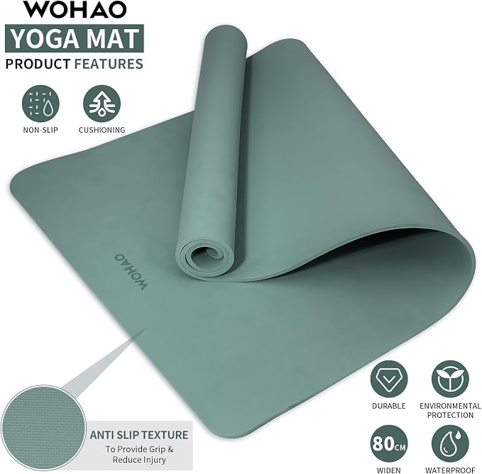 Extra Wide & Thick 8mm Yoga Mat, 72"x31.5" | Large Non Slip Exercise Mat, Premium POE Material, Superior Cushioning & Stability, With Strap for Home Gym, Pilates