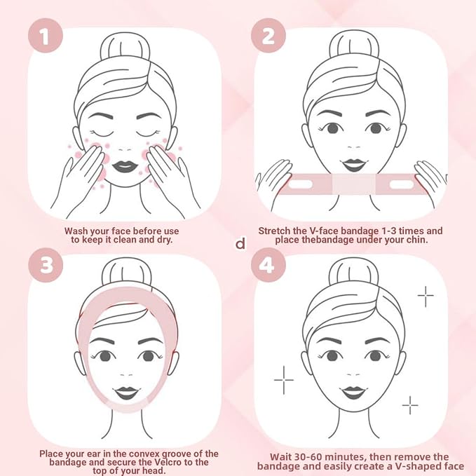 ROWMATE V Line Lifting Mask Chin strap for sleeping, V Line Lifting Mask for Women,Jaw Exerciser，Medium,LightPink