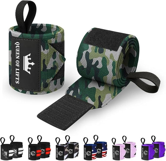 TECEUM Elastic Cotton Weightlifting Wrist Wraps with Thumb Loops, 1 Pair