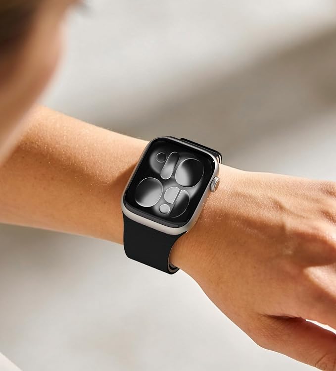 Magnetic Silicone Band Compatible with Apple Watch Band 42mm 41mm 40mm 38mm Series 11 10 9 8 7 6 5 4 3 & SE 3/2/1 Strong Magnetic Clasp, Waterproof & Adjustable (Black + Starlight)
