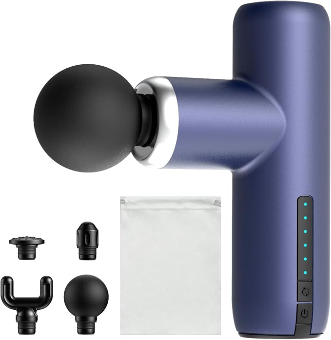 Mini Massage Gun Pocket-Sized Massage Gun Deep Tissue Quiet, Portable Percussion Muscle Travel Massager Gun,Back/Neck Massager for Pain Relief Deep Tissue (Blue)