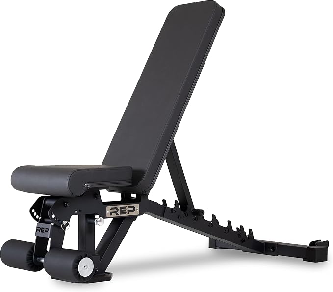 REP FID Foldable Weight Bench, Incline Decline Chair for Home Gym, Compact Portable Stationary Equipment, Heavy Duty Strength Training Platform, Adjustable Situp Dumbbell Workout Support, AB-3000